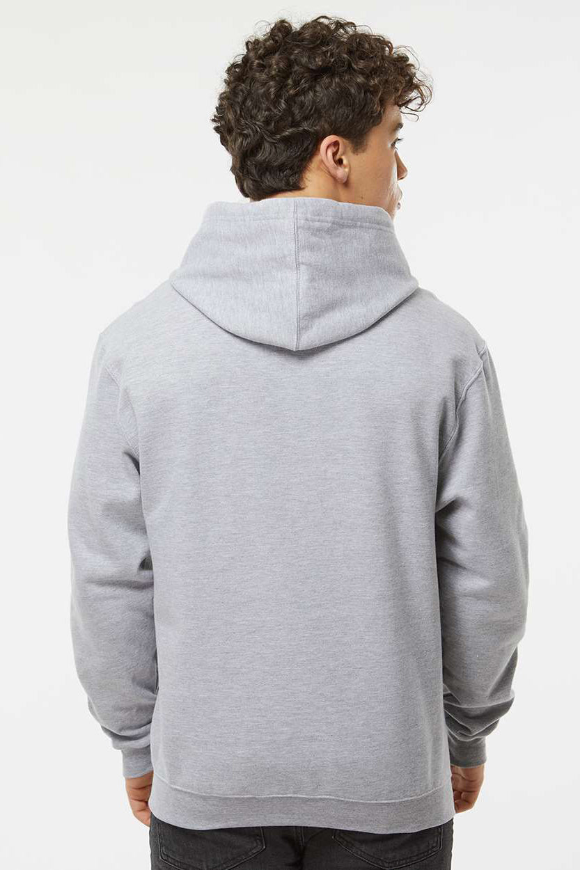 Tultex 320 Mens Fleece Hooded Sweatshirt Hoodie w/ Pouch Pocket Heather Grey Model Back