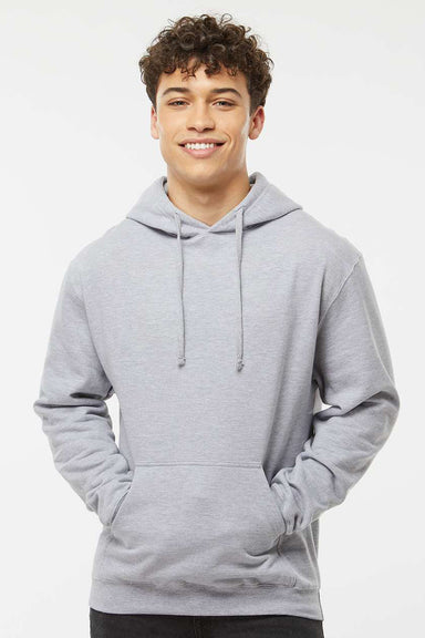 Tultex 320 Mens Fleece Hooded Sweatshirt Hoodie w/ Pouch Pocket Heather Grey Model Front