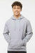 Tultex 320 Mens Fleece Hooded Sweatshirt Hoodie w/ Pouch Pocket Heather Grey Model Front