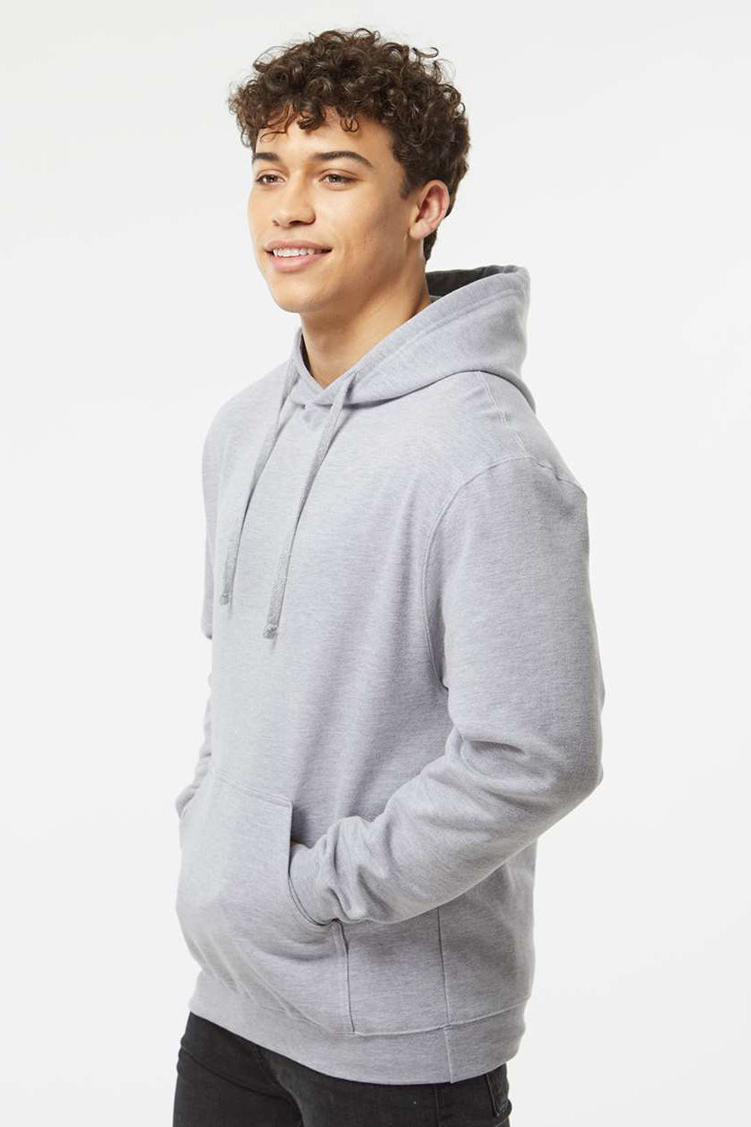 Tultex 320 Mens Fleece Hooded Sweatshirt Hoodie w/ Pouch Pocket Heather Grey Model Side