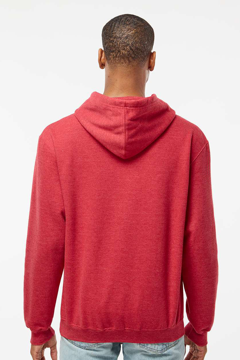 Tultex 320 Mens Fleece Hooded Sweatshirt Hoodie w/ Pouch Pocket Heather Red Model Back