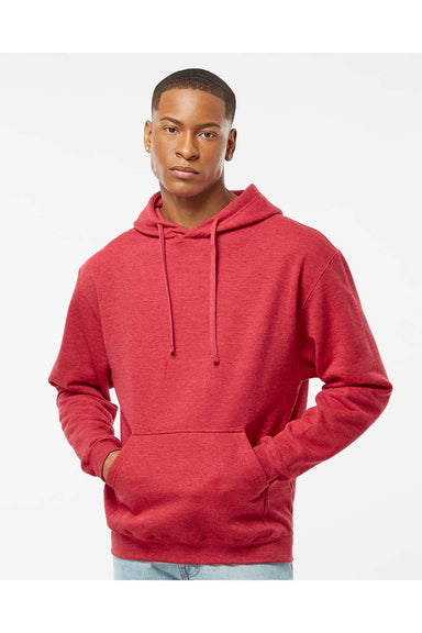 Tultex 320 Mens Fleece Hooded Sweatshirt Hoodie Heather Red Model Front