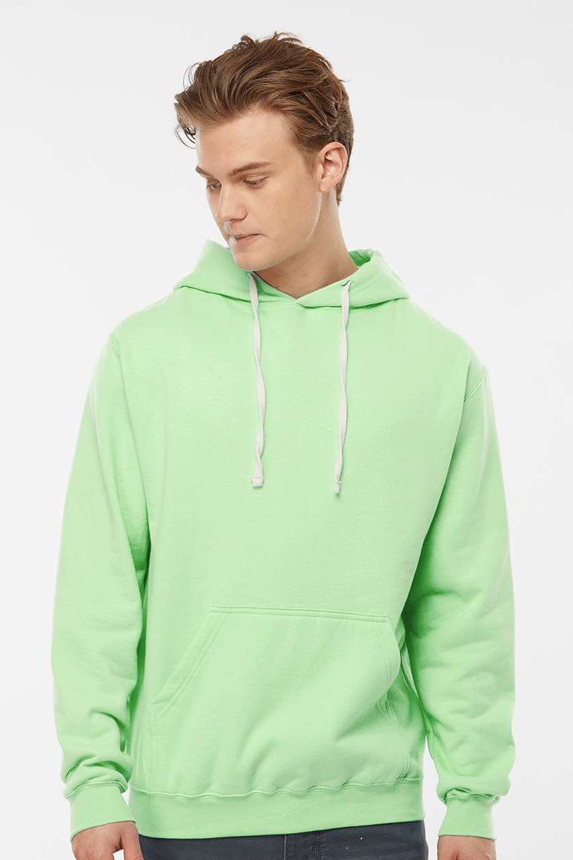 Tultex 320 Mens Fleece Hooded Sweatshirt Hoodie w/ Pouch Pocket Neo Mint Green Model Front