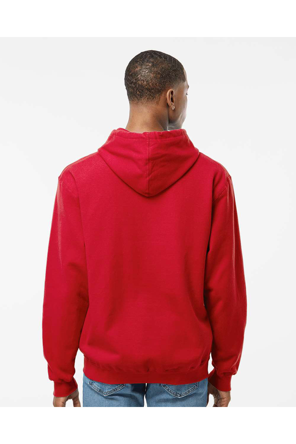 Tultex 320 Mens Fleece Hooded Sweatshirt Hoodie Red Model Back