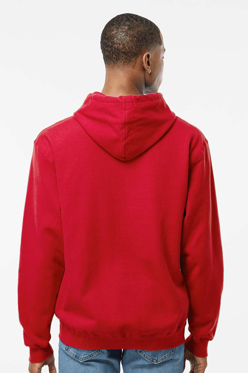 Tultex 320 Mens Fleece Hooded Sweatshirt Hoodie w/ Pouch Pocket Red Model Back