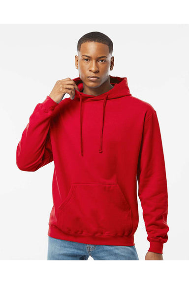 Tultex 320 Mens Fleece Hooded Sweatshirt Hoodie Red Model Front