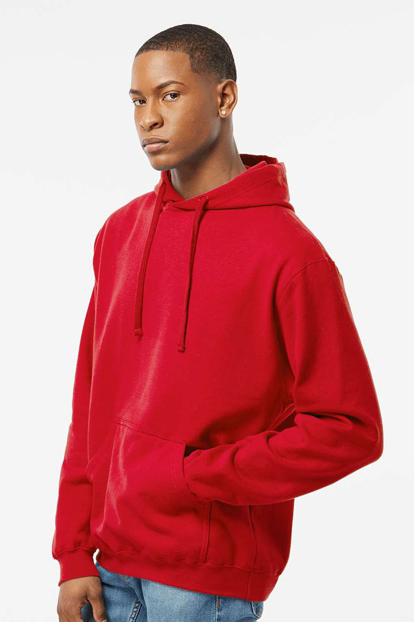 Tultex 320 Mens Fleece Hooded Sweatshirt Hoodie w/ Pouch Pocket Red Model Side