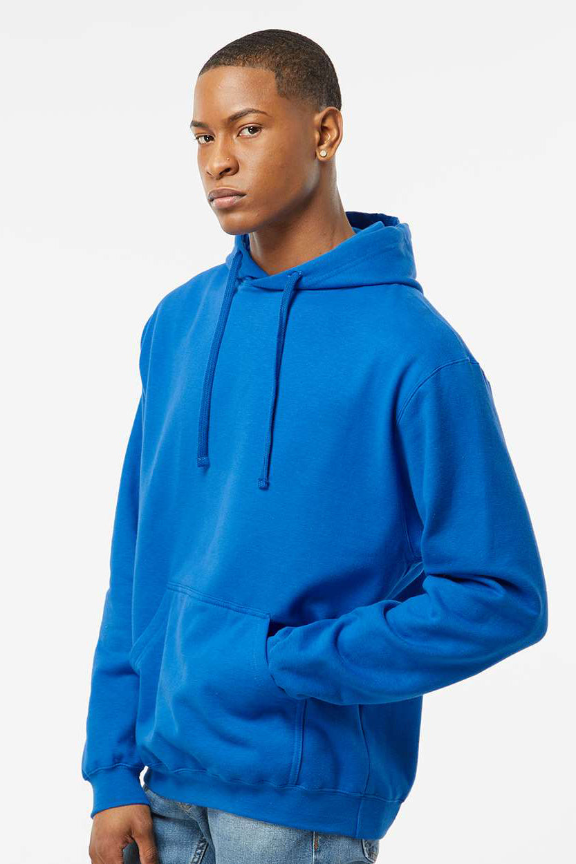 Tultex 320 Mens Fleece Hooded Sweatshirt Hoodie w/ Pouch Pocket Royal Blue Model Side
