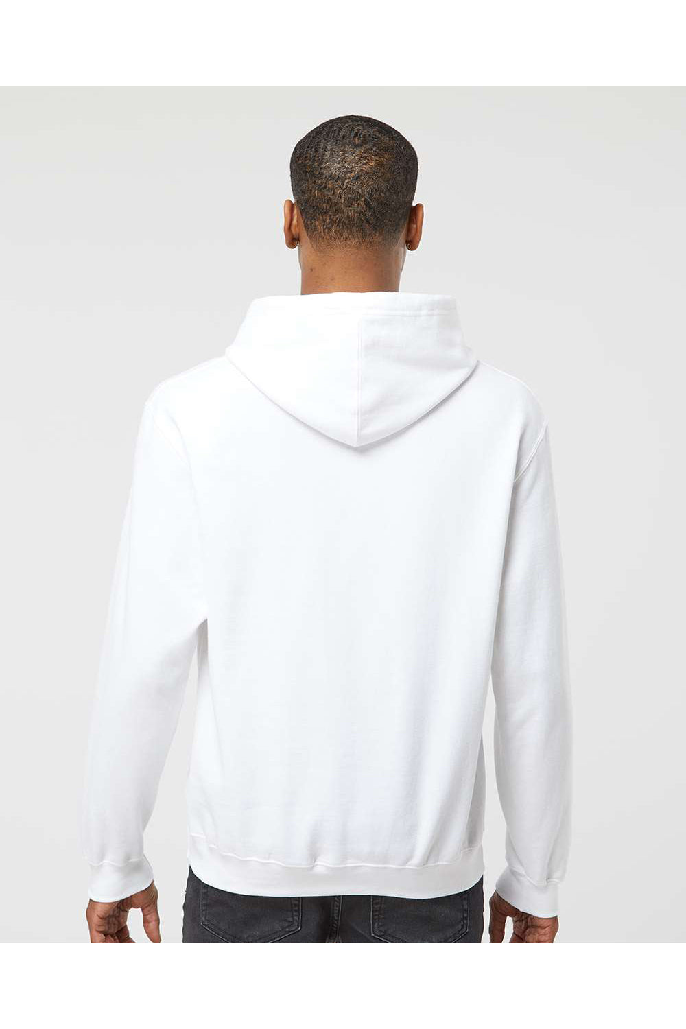 Tultex 320 Mens Fleece Hooded Sweatshirt Hoodie White Model Back