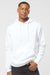 Tultex 320 Mens Fleece Hooded Sweatshirt Hoodie w/ Pouch Pocket White Model Front