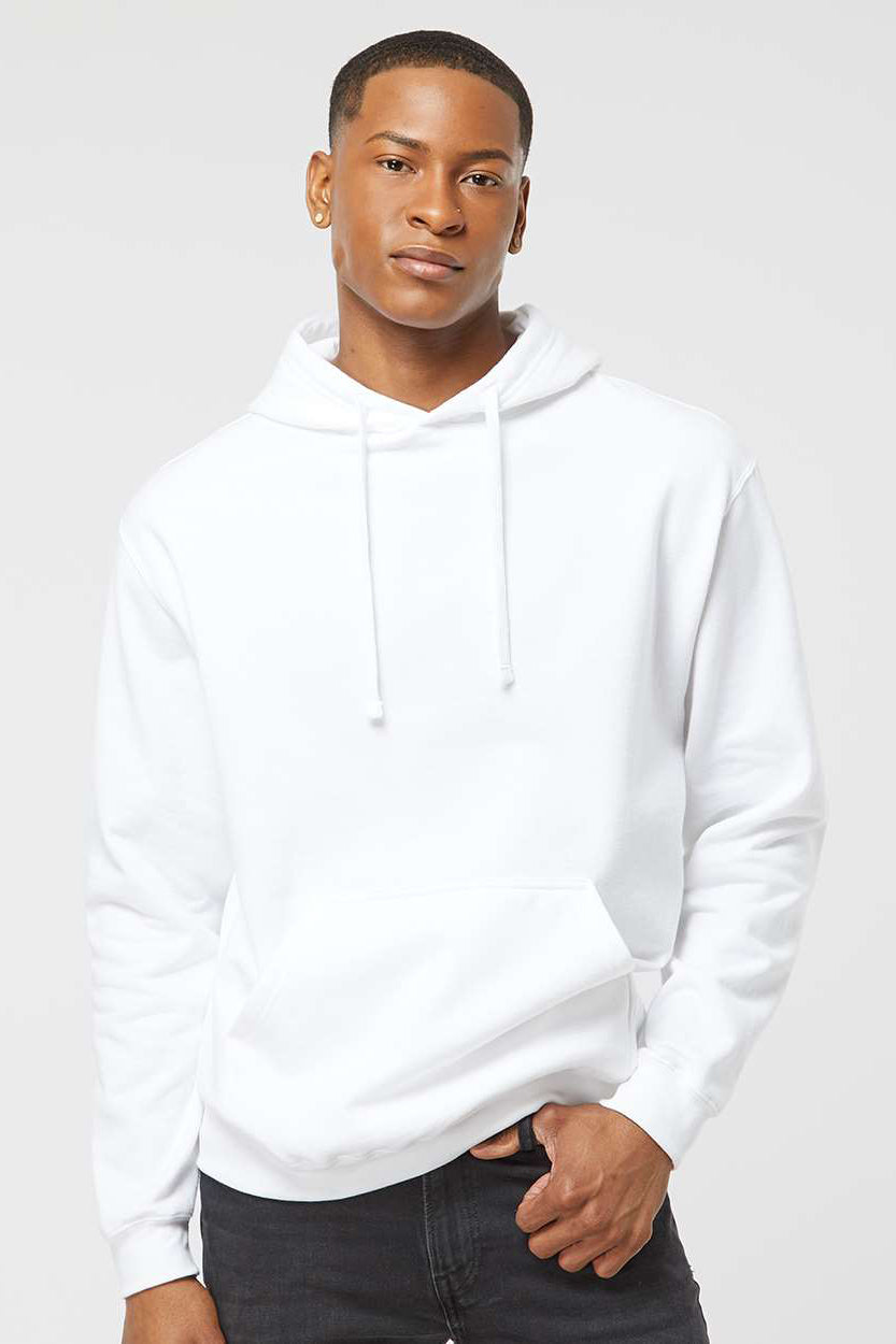 Tultex 320 Mens Fleece Hooded Sweatshirt Hoodie w/ Pouch Pocket White Model Front