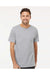 M&O 4800 Mens Gold Soft Touch Short Sleeve Crewneck T-Shirt Athletic Grey Model Front