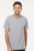 M&O 4800 Mens Gold Soft Touch Short Sleeve Crewneck T-Shirt Athletic Grey Model Front
