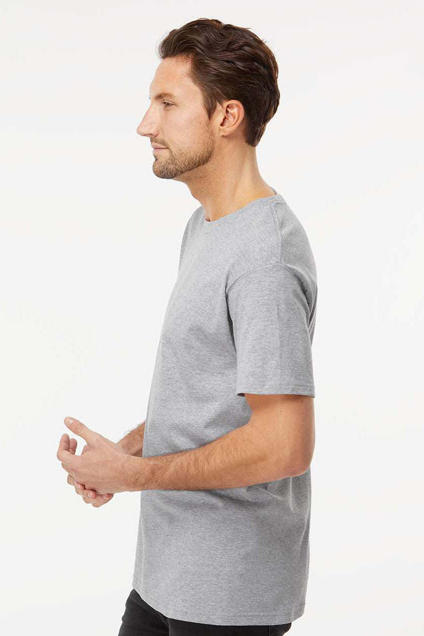 M&O 4800 Mens Gold Soft Touch Short Sleeve Crewneck T-Shirt Athletic Grey Model Side