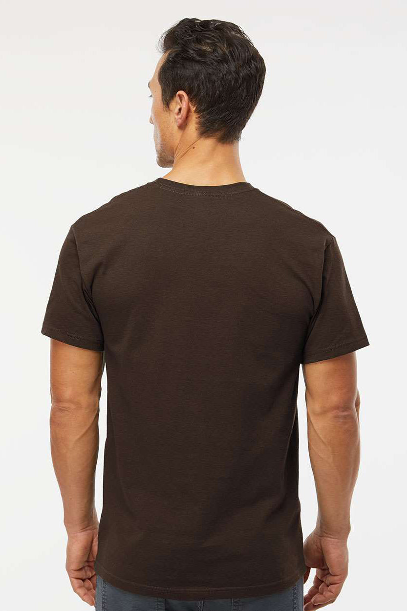 M&O 4800 Mens Gold Soft Touch Short Sleeve Crewneck T-Shirt Chocolate Brown Model Back