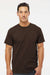 M&O 4800 Mens Gold Soft Touch Short Sleeve Crewneck T-Shirt Chocolate Brown Model Front