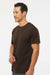 M&O 4800 Mens Gold Soft Touch Short Sleeve Crewneck T-Shirt Chocolate Brown Model Side