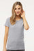 M&O 4810 Womens Gold Soft Touch Short Sleeve Crewneck T-Shirt Athletic Grey Model Front