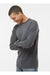 M&O 4820 Mens Gold Soft Touch Long Sleeve Crewneck T-Shirt Heather Dark Grey Model Side