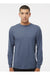M&O 4820 Mens Gold Soft Touch Long Sleeve Crewneck T-Shirt Heather Navy Blue Model Front
