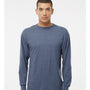 M&O Mens Gold Soft Touch Long Sleeve Crewneck T-Shirt - Heather Navy Blue - NEW