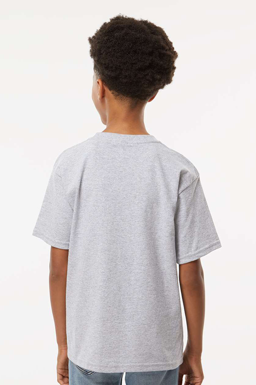 M&O 4850 Youth Gold Soft Touch Short Sleeve Crewneck T-Shirt Athletic Grey Model Back