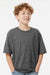 M&O 4850 Youth Gold Soft Touch Short Sleeve Crewneck T-Shirt Heather Dark Grey Model Front