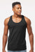 Tultex S105 Mens Fine Jersey Tank Top Black Model Front