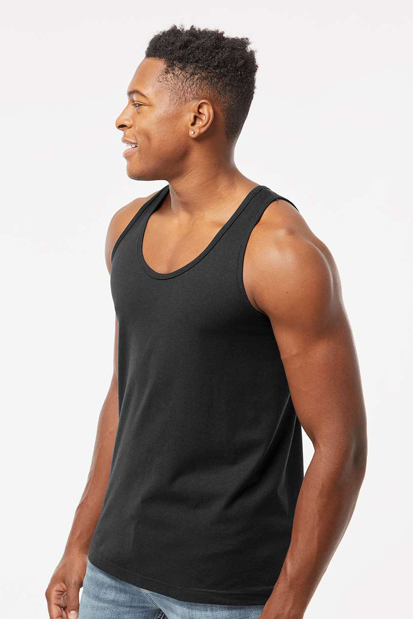 Tultex S105 Mens Fine Jersey Tank Top Black Model Side