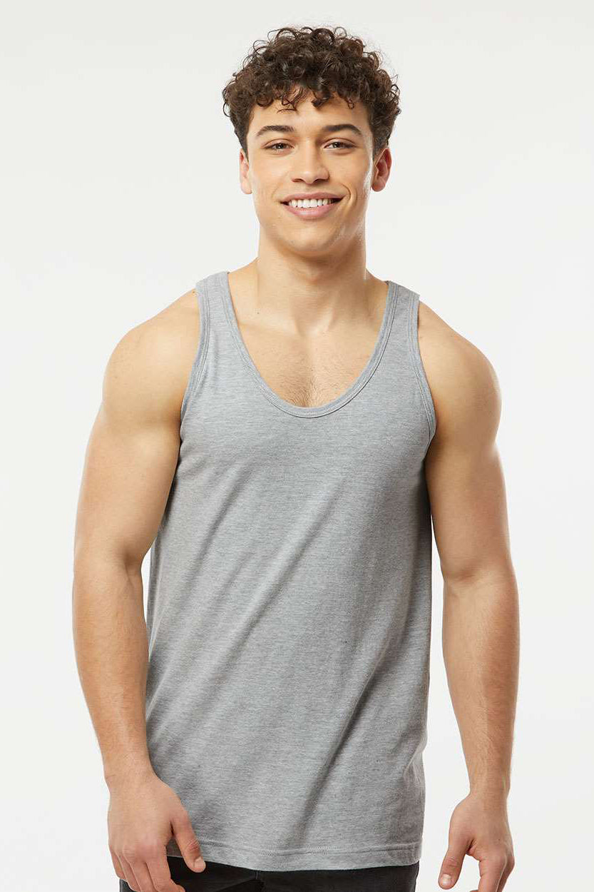Tultex S105 Mens Fine Jersey Tank Top Heather Grey Model Front
