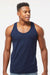 Tultex S105 Mens Fine Jersey Tank Top Navy Blue Model Front