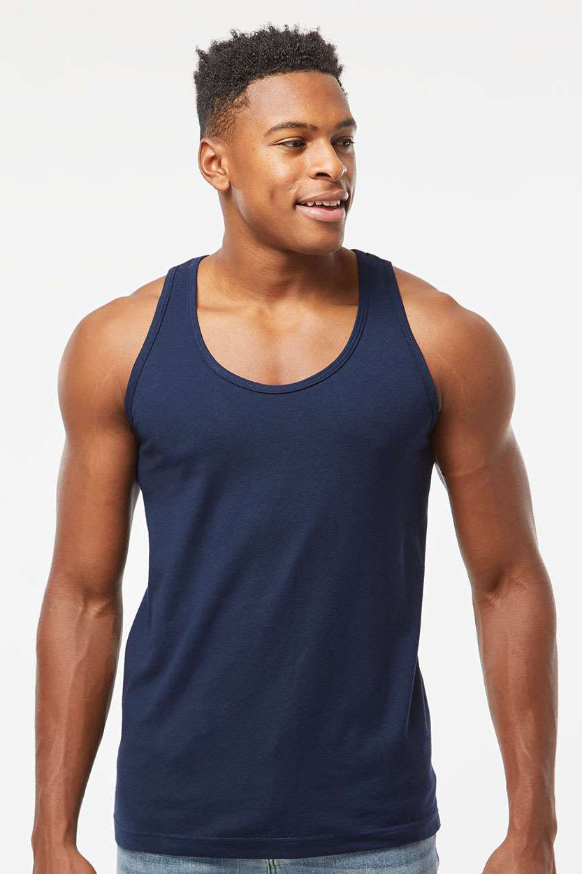 Tultex S105 Mens Fine Jersey Tank Top Navy Blue Model Front