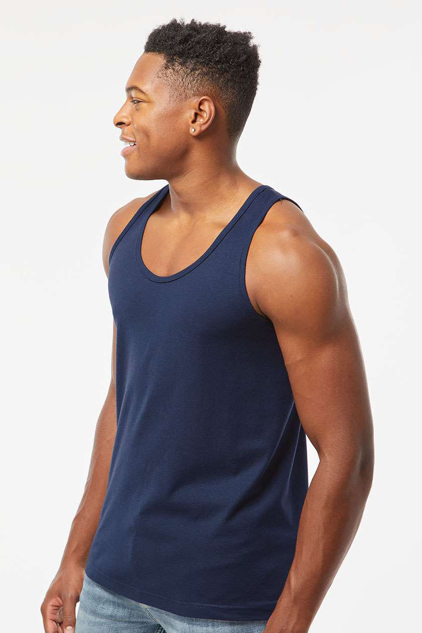 Tultex S105 Mens Fine Jersey Tank Top Navy Blue Model Side