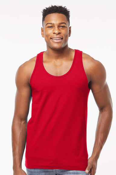 Tultex S105 Mens Fine Jersey Tank Top Red Model Front