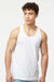 Tultex S105 Mens Fine Jersey Tank Top White Model Front