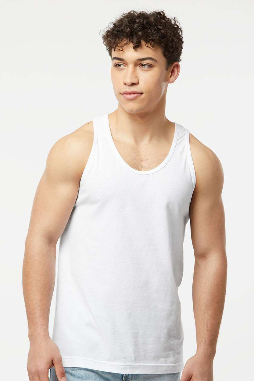 Tultex S105 Mens Fine Jersey Tank Top White Model Front