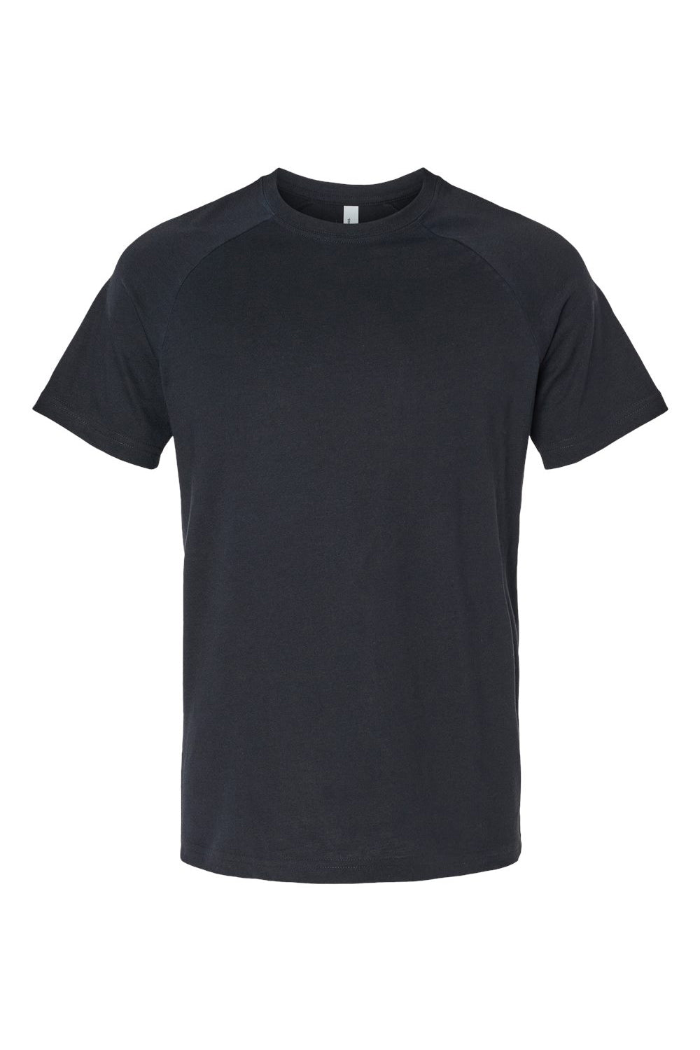 Bella + Canvas 3201 Mens CVC Raglan Short Sleeve Crewneck T-Shirt Solid Black Flat Front