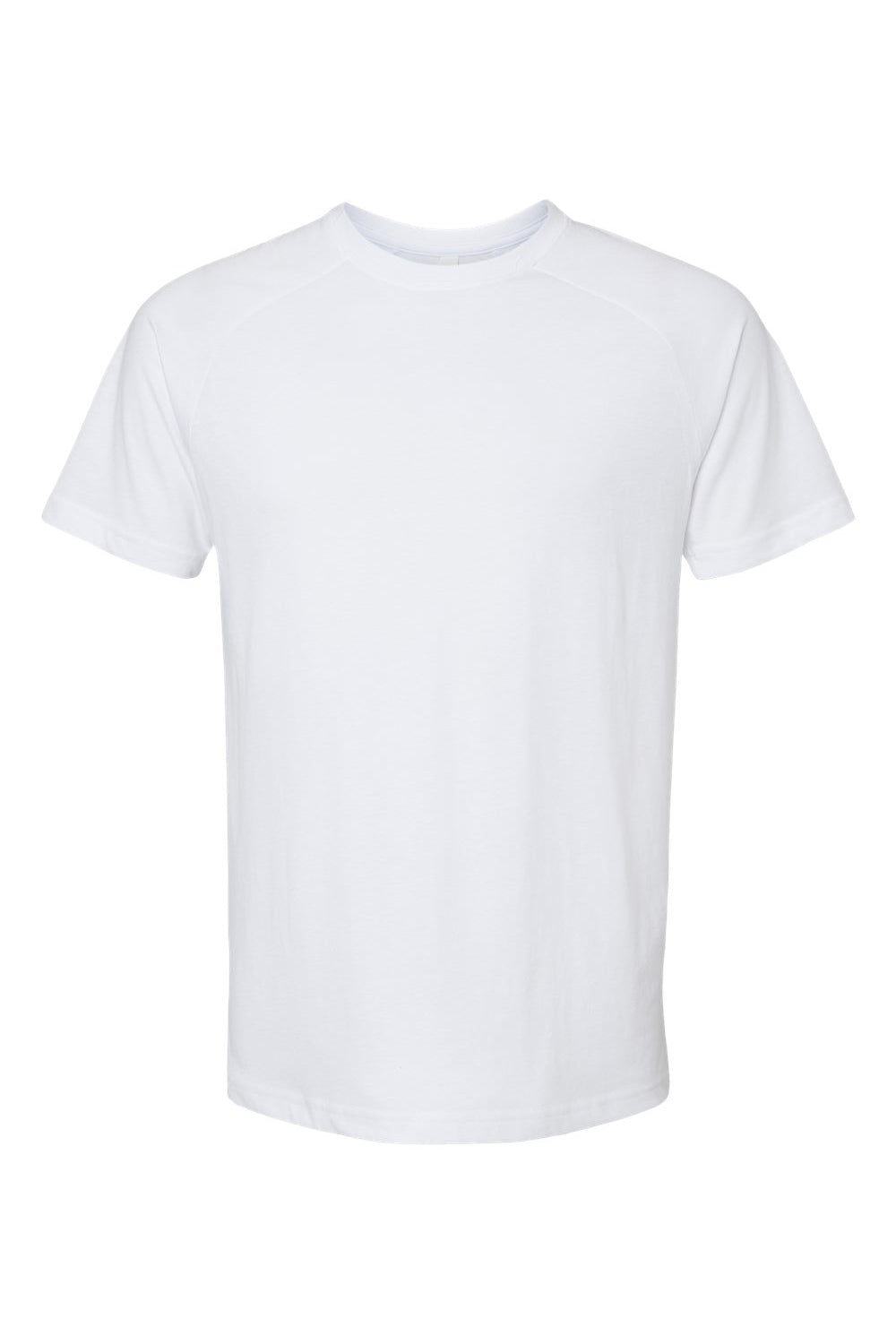 Bella + Canvas 3201 Mens CVC Raglan Short Sleeve Crewneck T-Shirt Solid White Flat Front