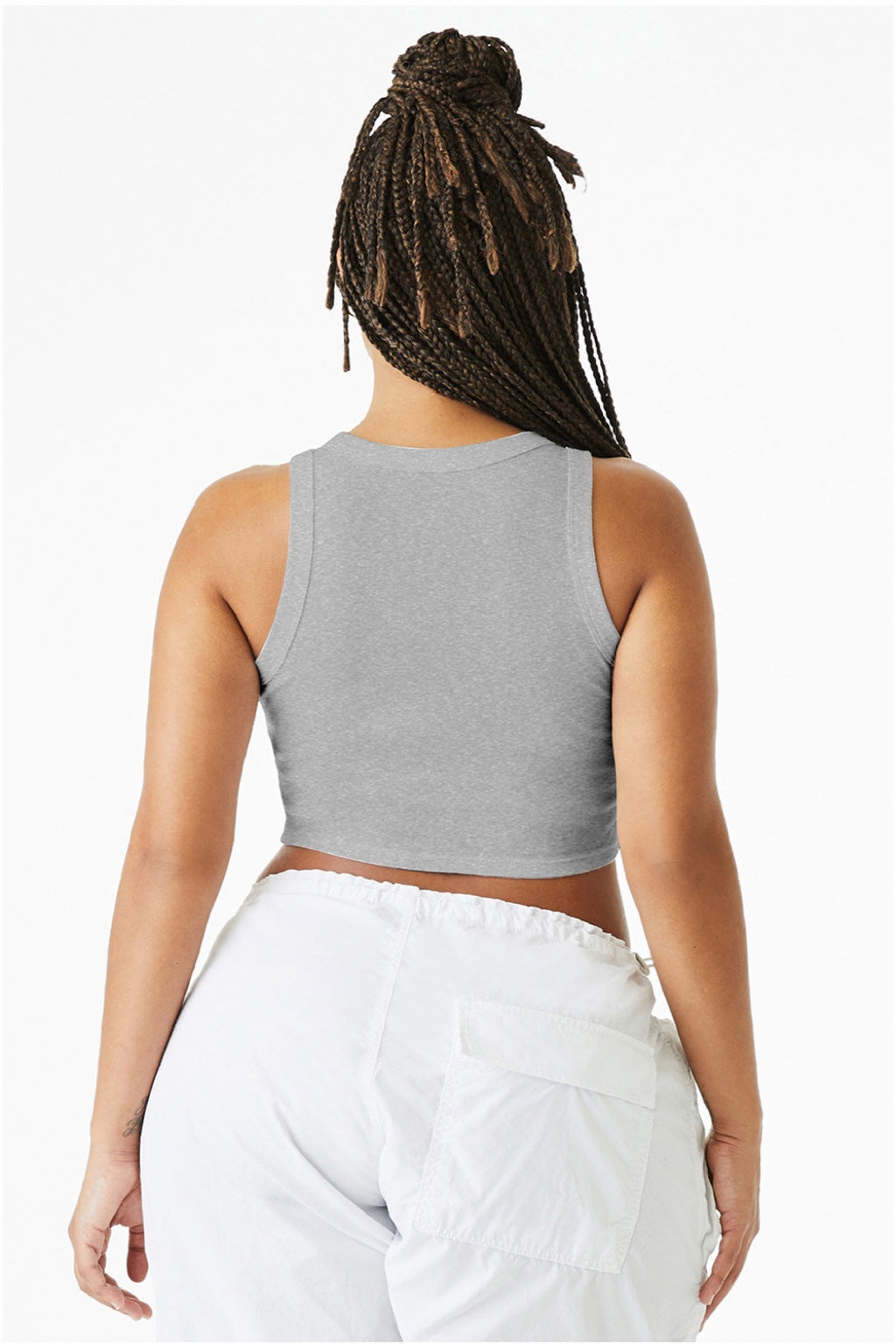 Bella + Canvas BC1019/1019 Womens Micro Ribbed Racerback Tank Top Heather Grey Model Back