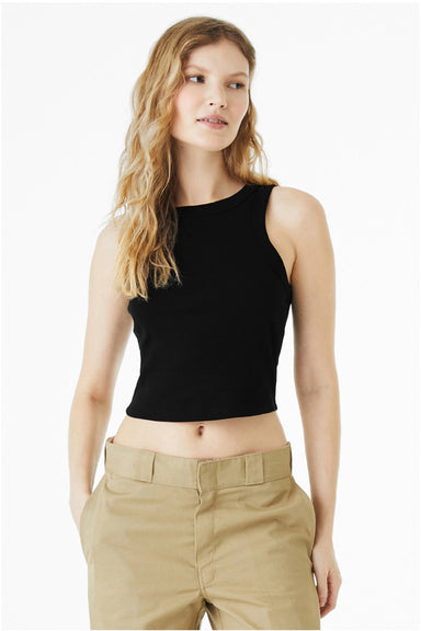 Bella + Canvas BC1019/1019 Womens Micro Ribbed Racerback Tank Top Black Model Front