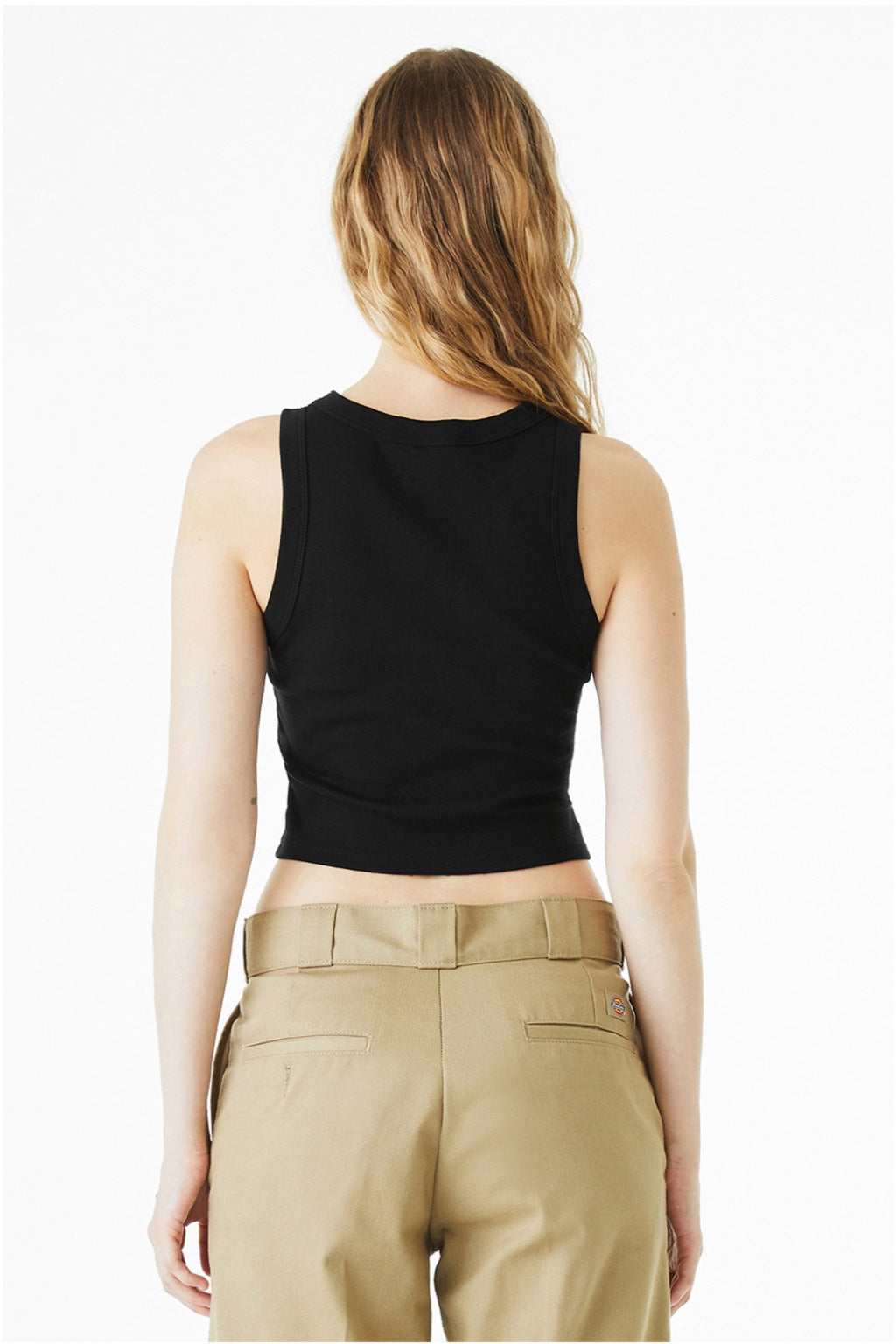 Bella + Canvas BC1019/1019 Womens Micro Ribbed Racerback Tank Top Black Model Back