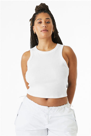 Bella + Canvas BC1019/1019 Womens Micro Ribbed Racerback Tank Top White Model Front