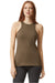 American Apparel 101CVC Womens CVC Racerneck Tank Top Heather Army Brown Model Front