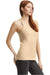 American Apparel 101CVC Womens CVC Racerneck Tank Top Heather Bone Model Side