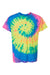 Colortone 1000 Mens Short Sleeve Crewneck T-Shirt Neon Rainbow Flat Front