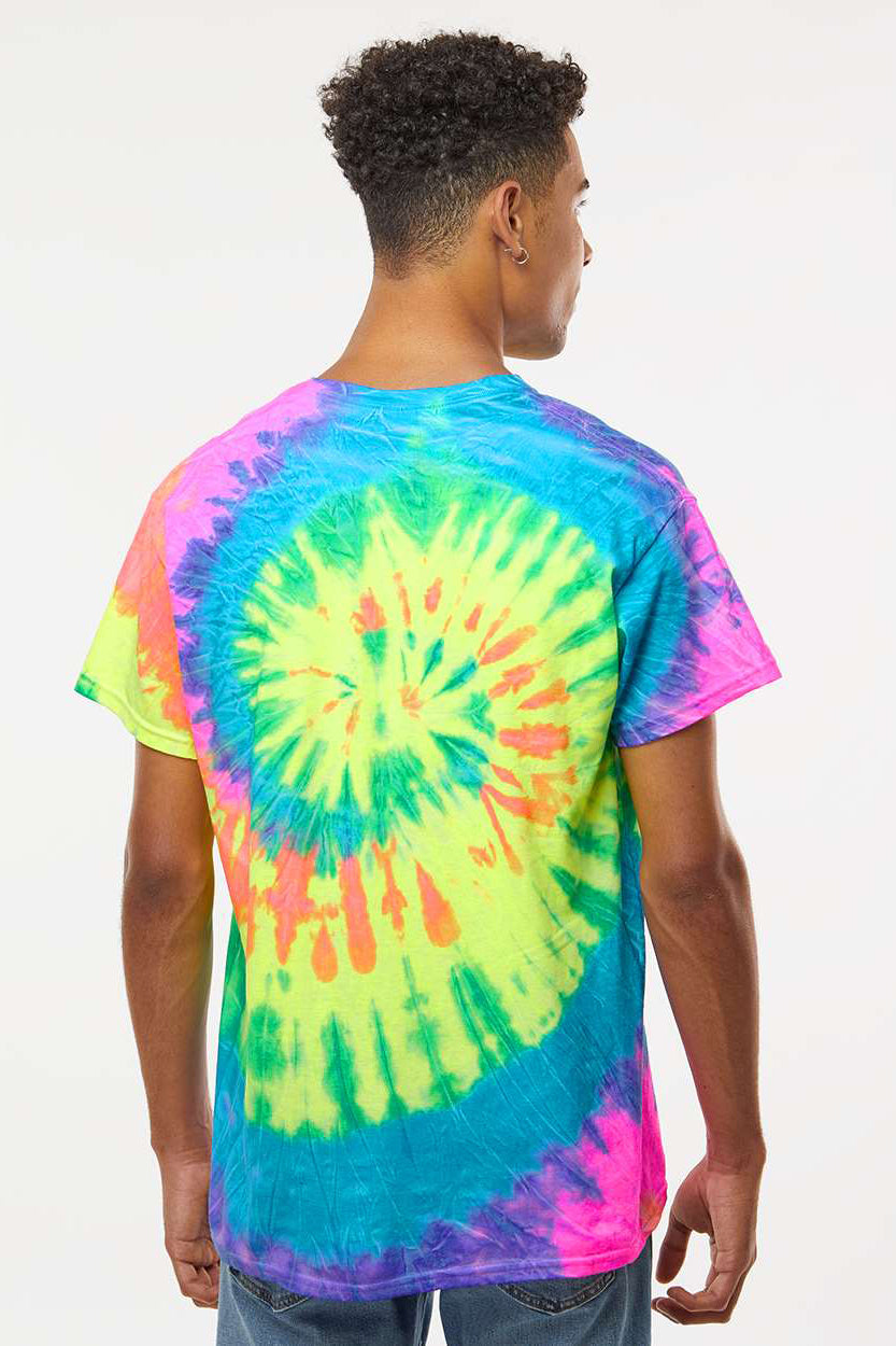 Colortone 1000 Mens Short Sleeve Crewneck T-Shirt Neon Rainbow Model Back