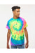 Colortone 1000 Mens Short Sleeve Crewneck T-Shirt Neon Rainbow Model Front