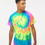 Colortone Mens Short Sleeve Crewneck T-Shirt - Neon Rainbow - NEW