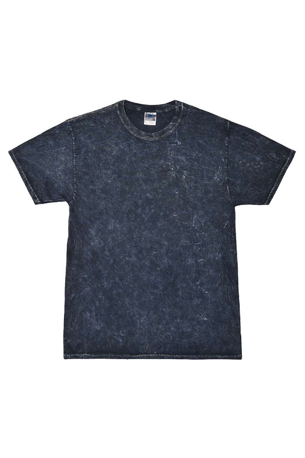 Colortone 1300 Mens Mineral Wash Short Sleeve Crewneck T-Shirt Mineral Navy Blue Flat Front