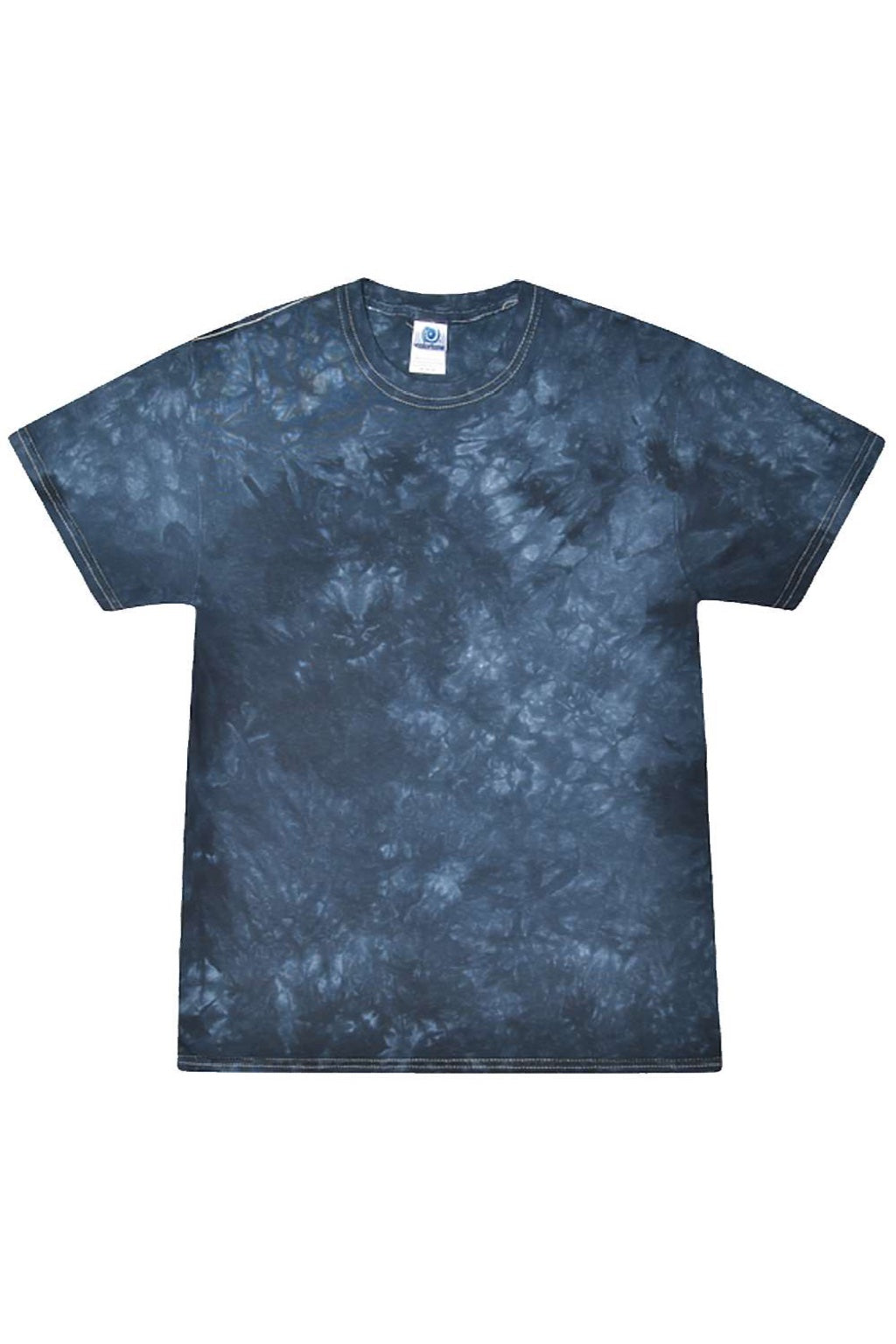 Colortone 1390 Mens Crystal Wash Short Sleeve Crewneck T-Shirt Crystal Navy Blue Flat Front